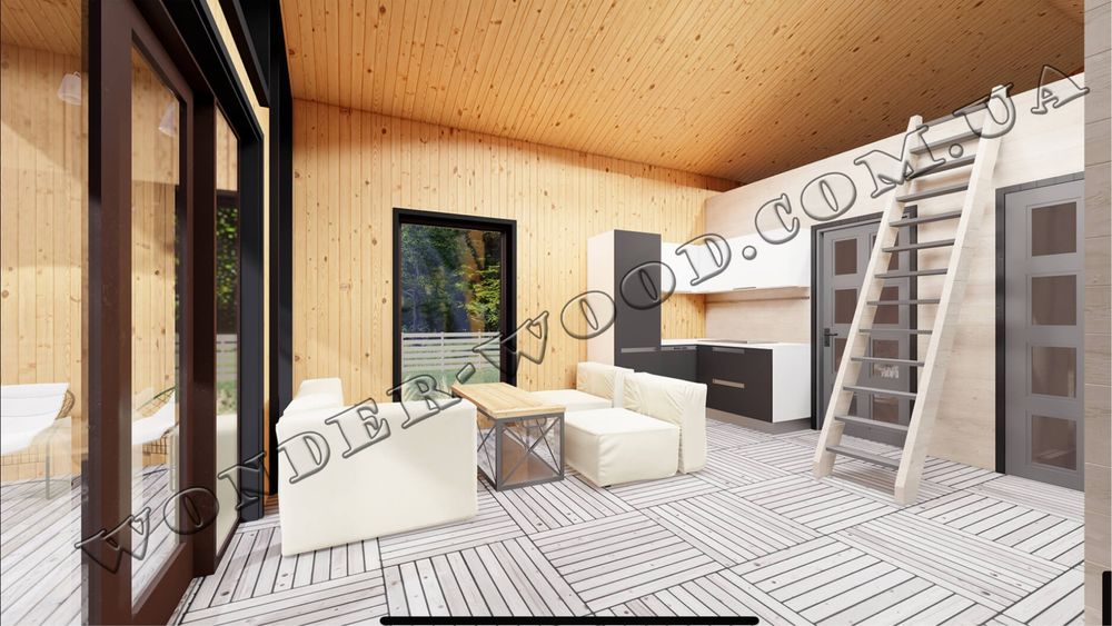 Каркасний будинок 85 м2 «Під Ключ». Барнхаус. 3 комплектації.