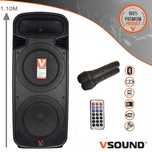 Coluna Portátil 2X15" USB / FM / BT / SD / 2x Microfones / 1000w