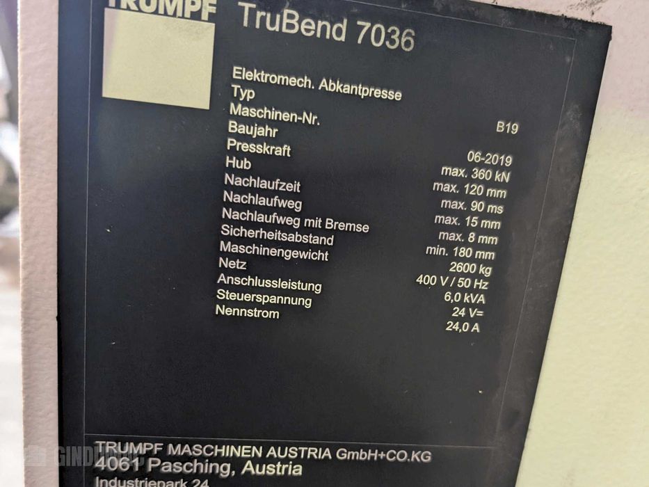 Prasa krawędziowa TRUMPF TruBend 7036 (2018)