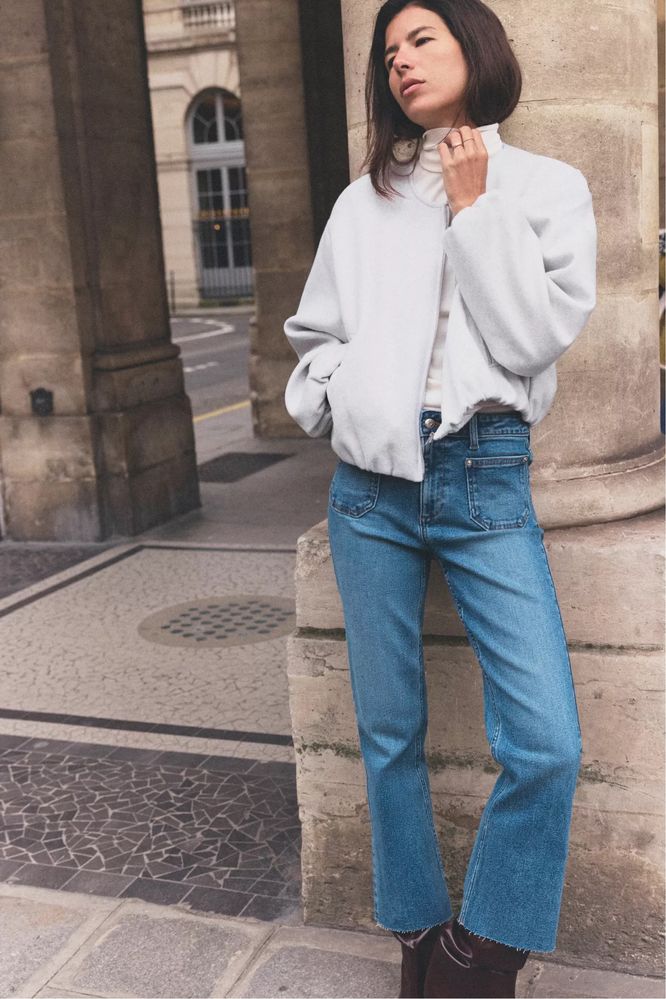 Жіноча куртка бомбер з еластичною окантовкою знизу Zara розмір L XL 2X