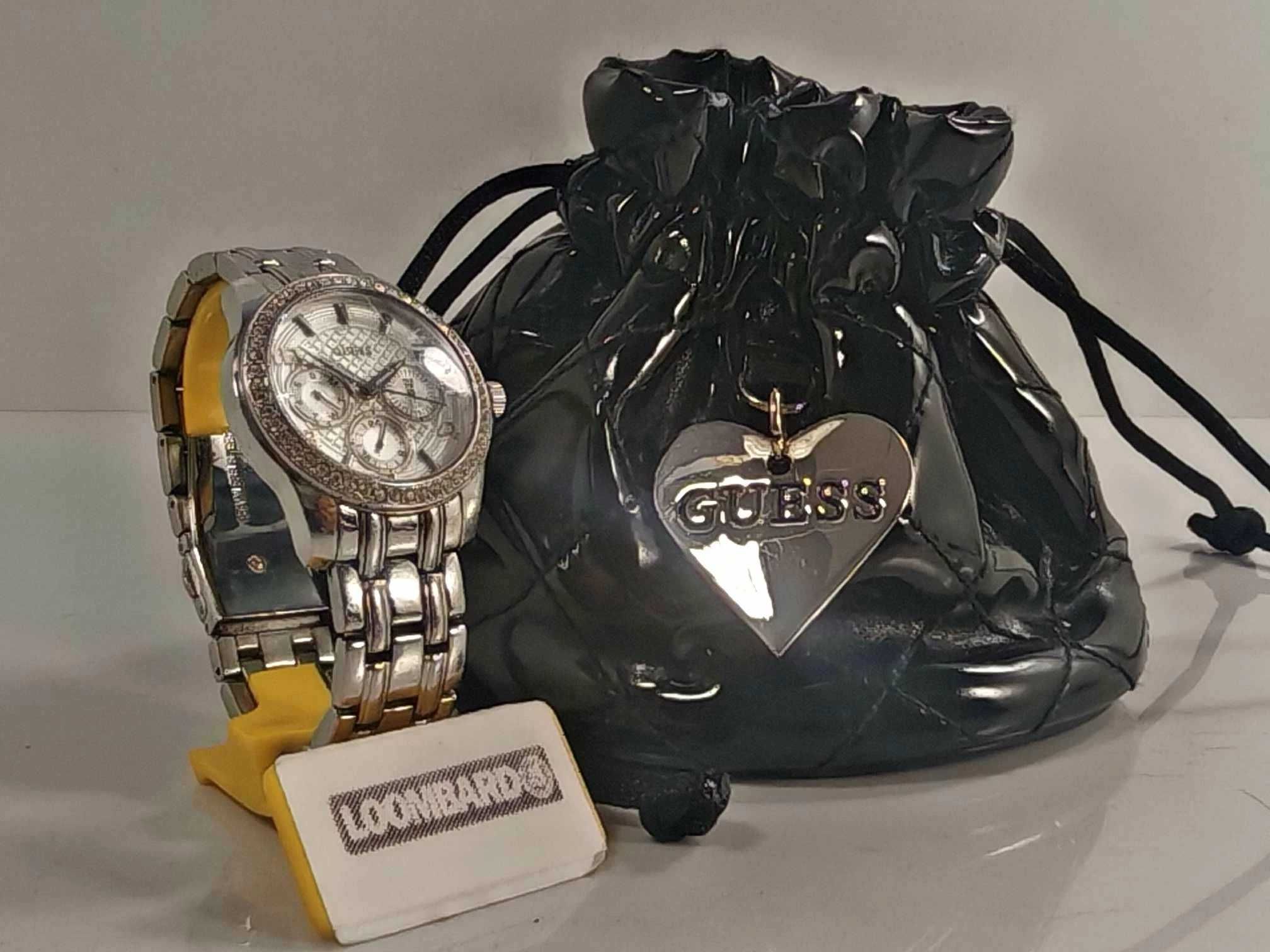damski srebrny zegarek guess w0403l1 z etui