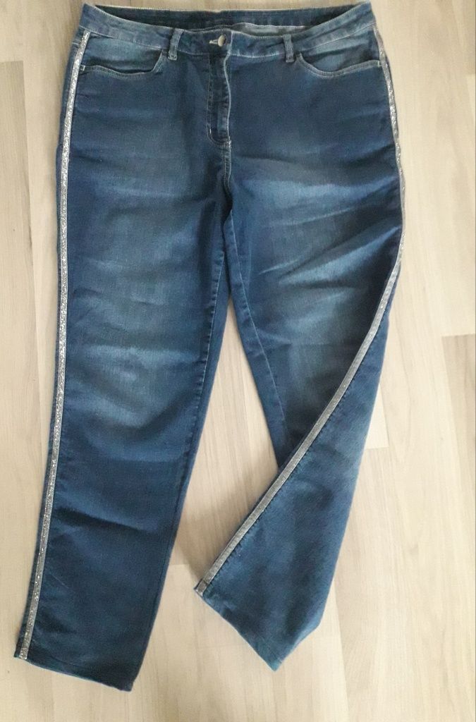 Spodnie jeans srebrny lampas roz. 46 48 XXL