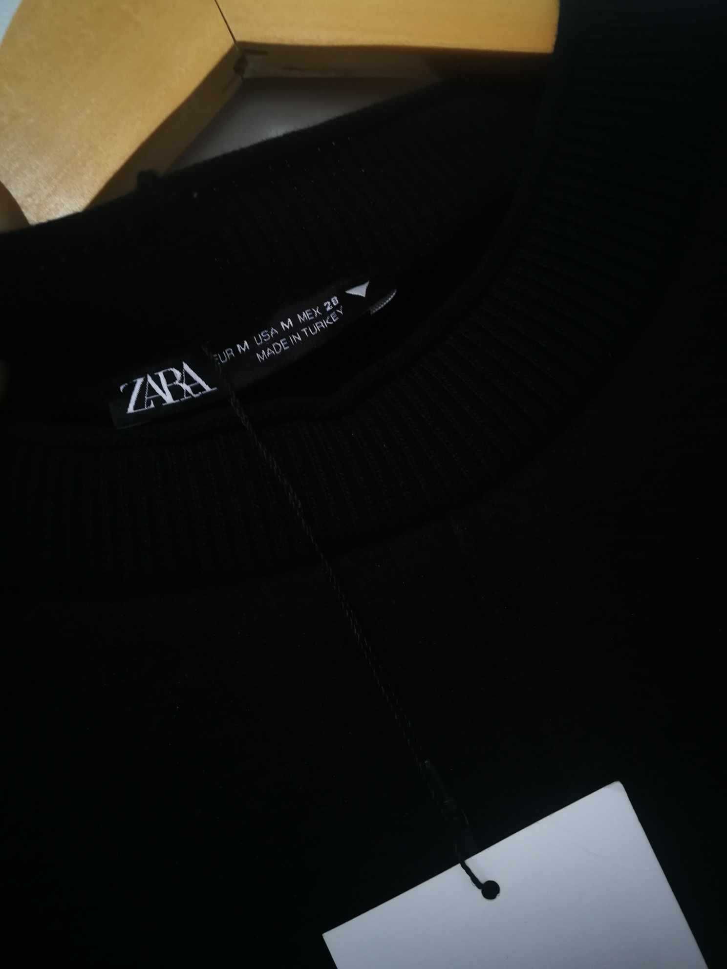czarna sukienka mini lekko sweterkowa 46% bawełna nowa