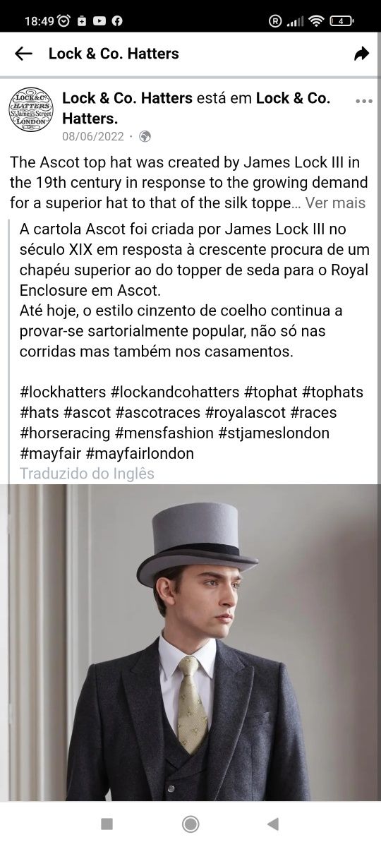 Antigo Chapéu Fabricação de Londres