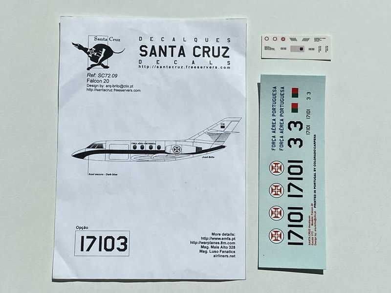 Modelismo - Decalque para Falcon 20 da FAP na escala 1/72