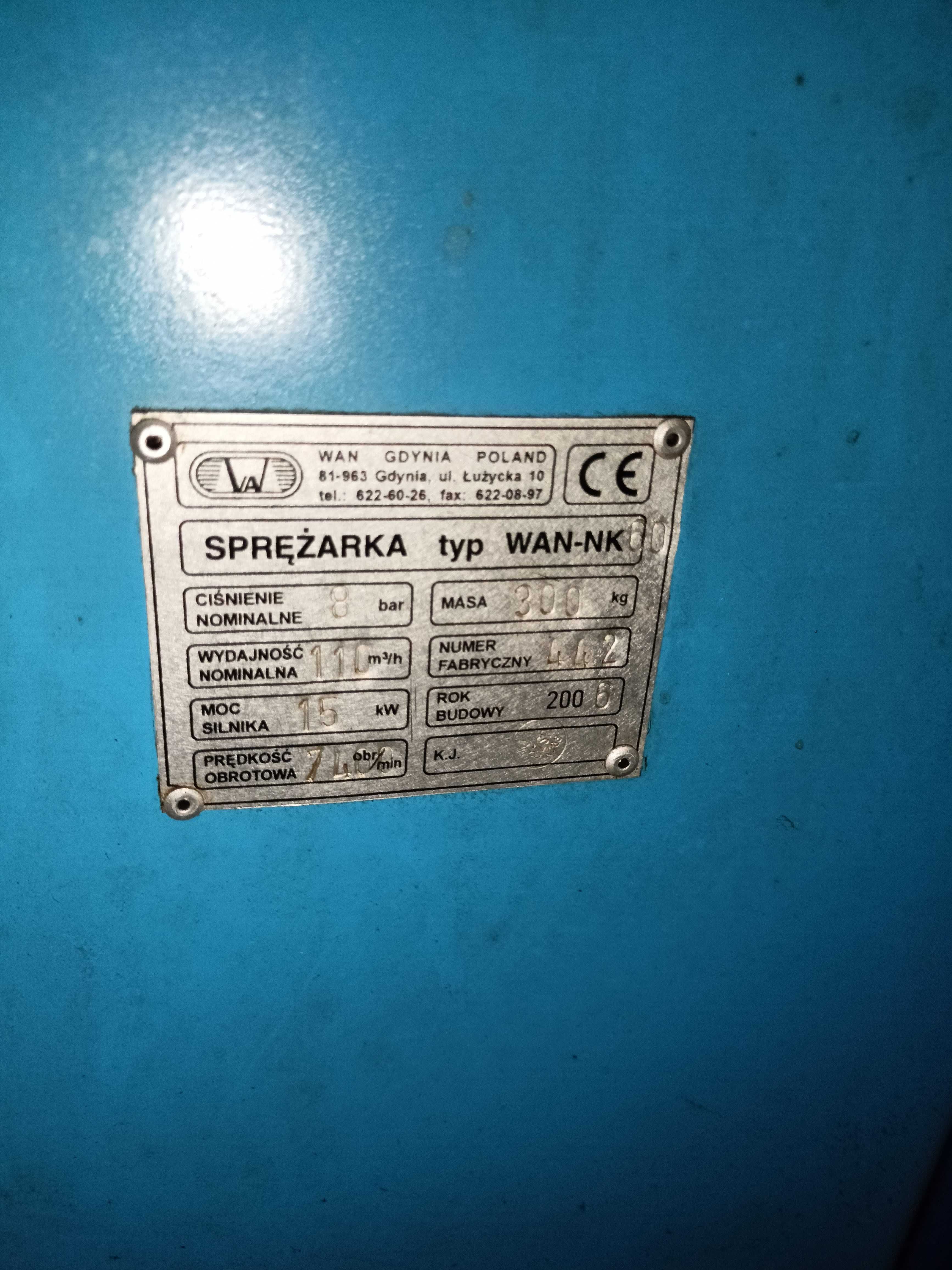 Kompresor sprężarka śrubowa  WAN-NK 60  15 KW  Osuszacz