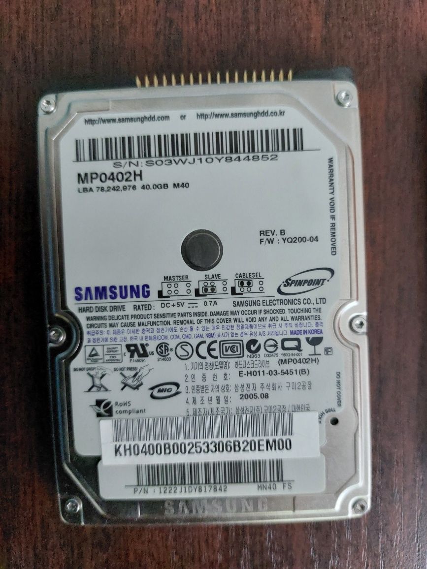 2 Dyski twarde PATA (IDE/ATA) 2.5 z retro laptopów SPRAWNE