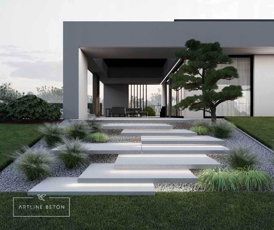 Lewitujące schody betonowe | beton architektoniczny | schody ogrodowe
