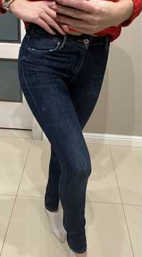 Granatowe jeansy H&M 25/30 modelujące stretch