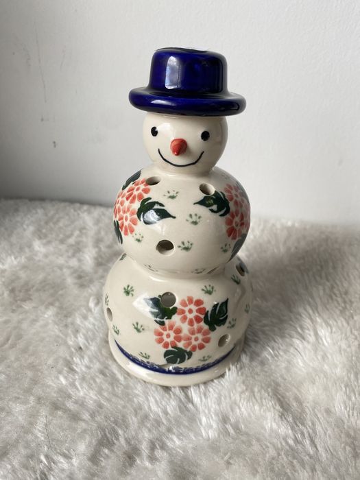 Lampion Bałwan Ceramika Bolesławiec