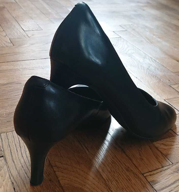 Klasyczne czarne szpilki czółenka CLARKS skóra naturalna rozmiar 40
