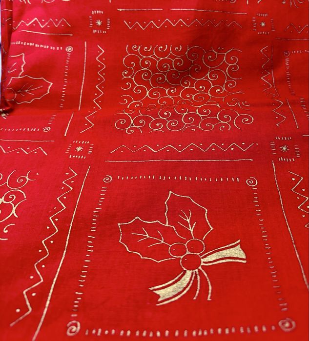 Świąteczne Boże Narodzenie Zasłony Czerwono-Złote - Komplet 2 Sztuki!