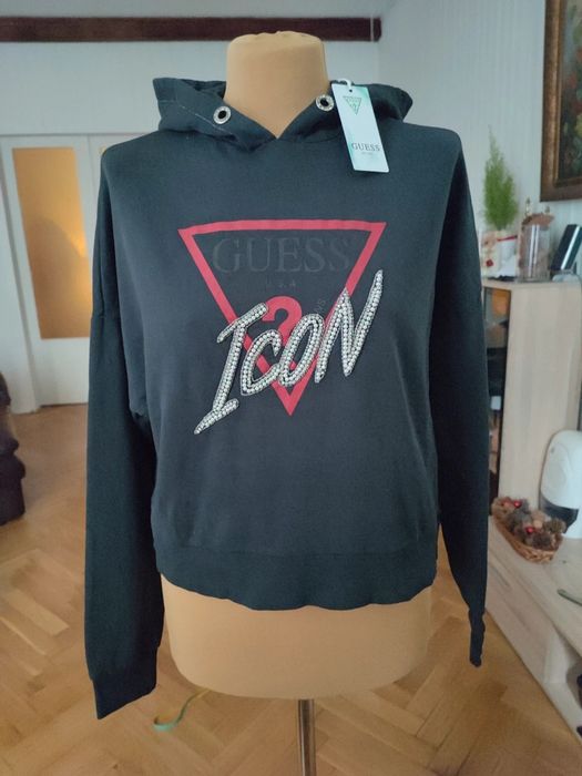 Bluza Guess Icon z kryształkami i perełkami nowa z metką