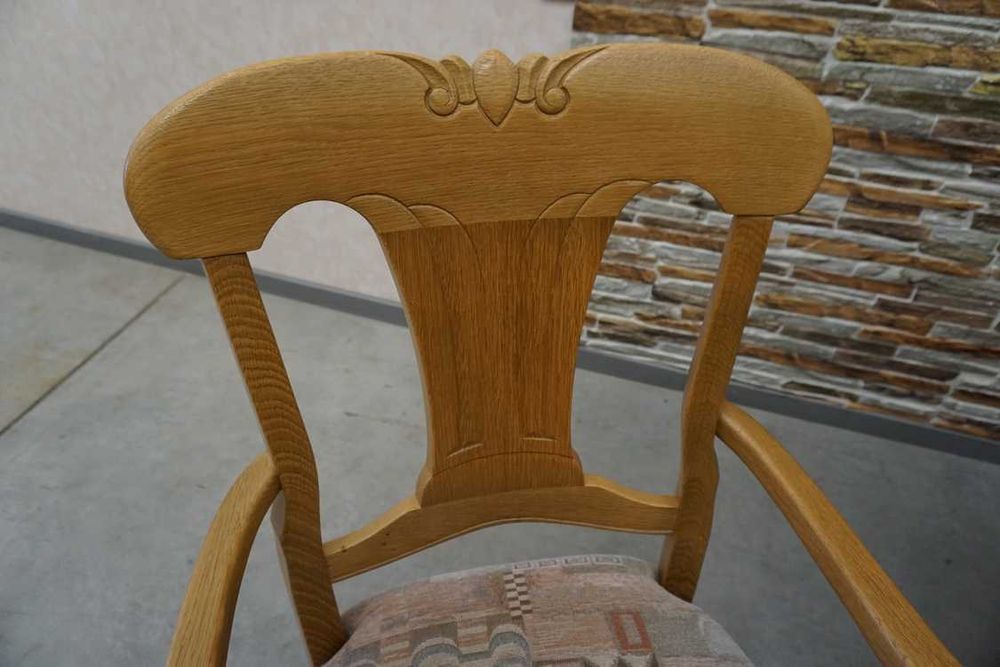Stół lity dąb okrągły śr 115 cm rozkładany do 175 cm + 4 krzesła L-193