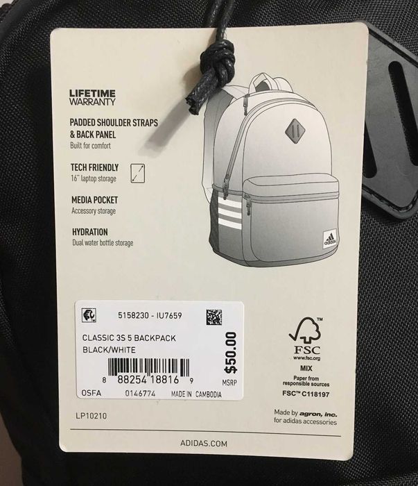 Рюкзак Adidas Classic 3S 5. Оригінал. З США. Новий