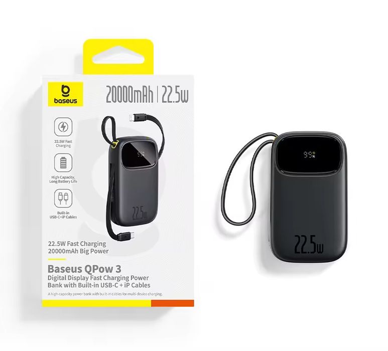 Power Bank Baseus 20000mAh 22.5W з вбудованим кабелем