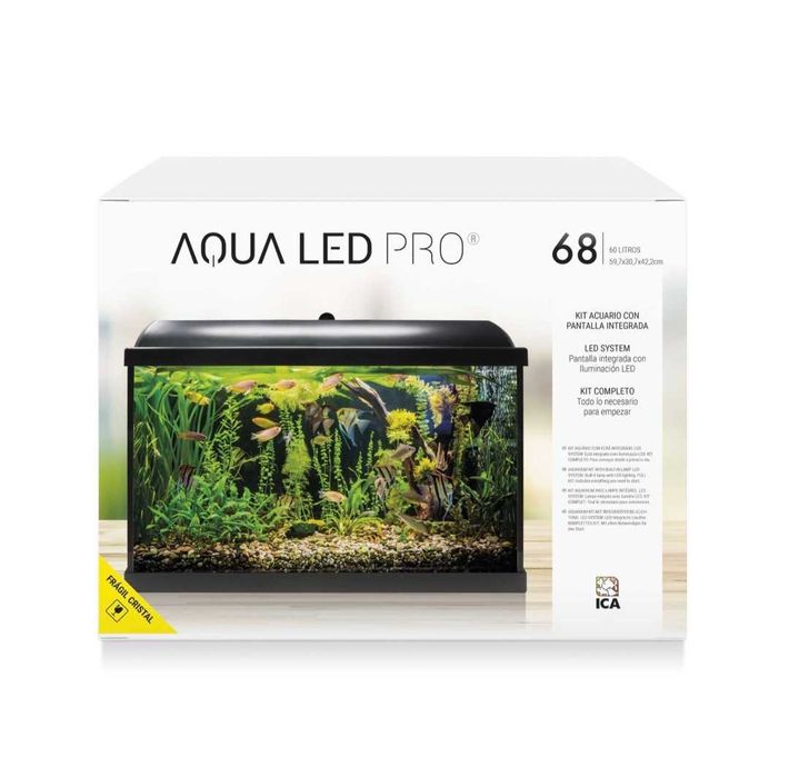 AQUÁRIO KIT AQUA LED PRO 68L – COR NEGRA | NOVO E SELADO