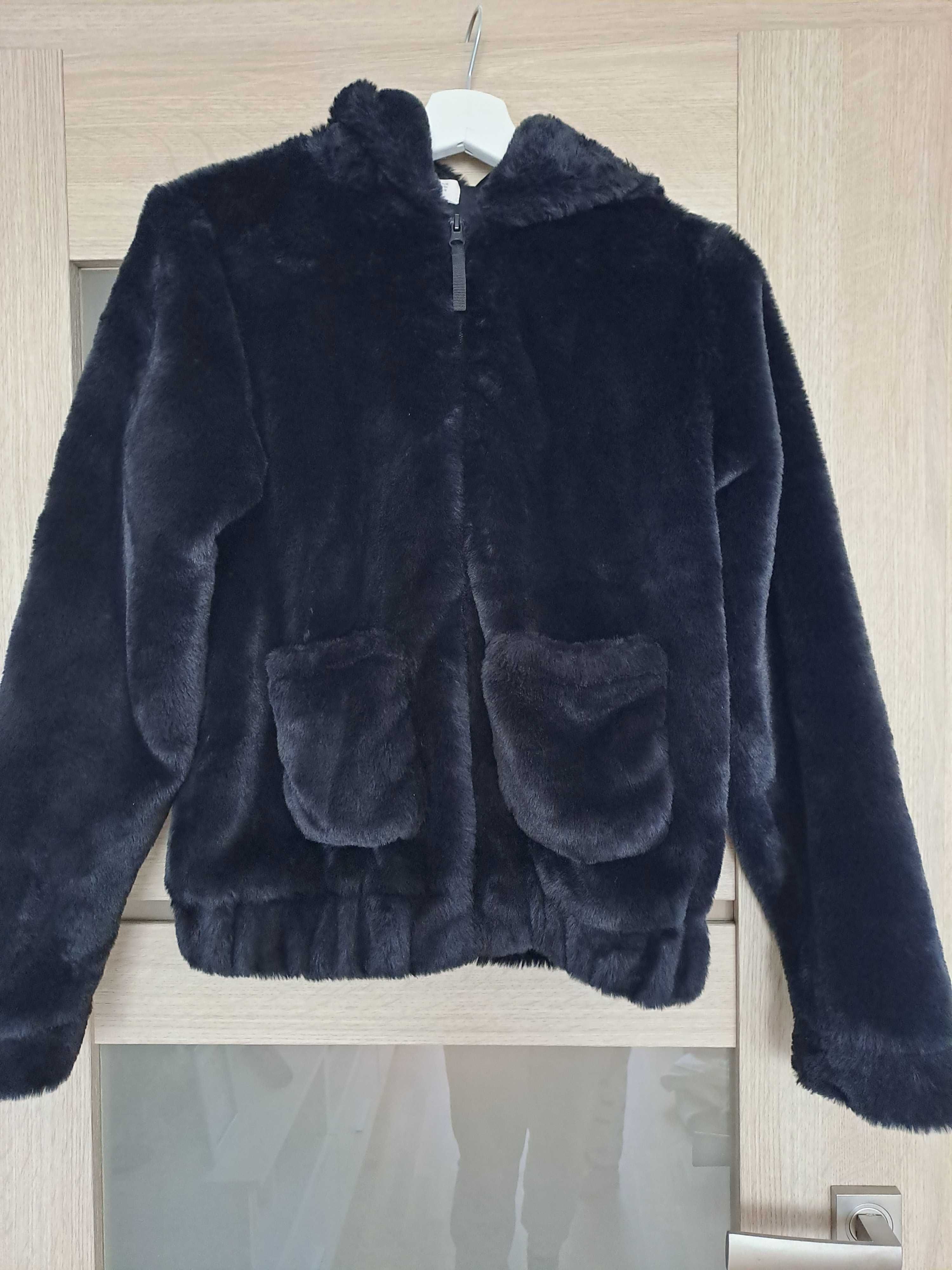 Krótkie futerko H&M czarne158/164.
