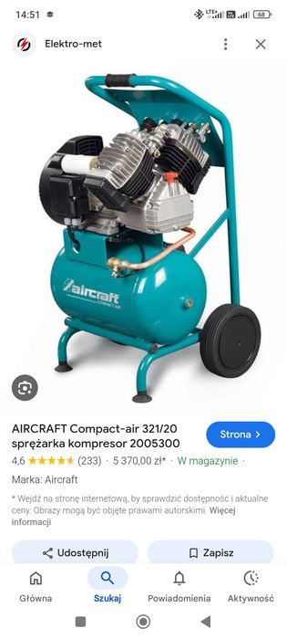 Kompresor sprężarka do gwoździarki Aircraft 321/20 Boge 250/20 230v