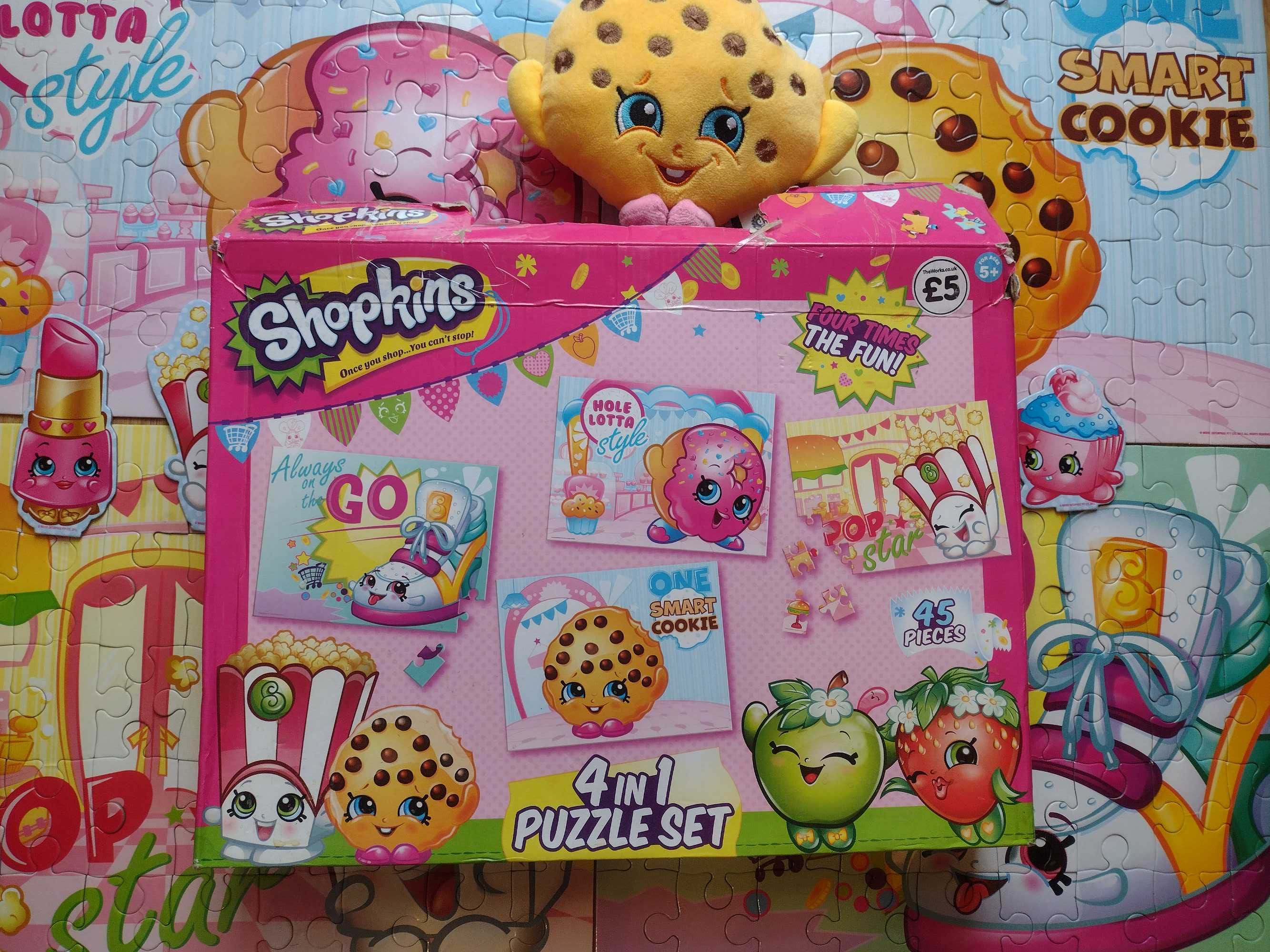 Shopkins puzzle i maskotka pluszak ciasteczko