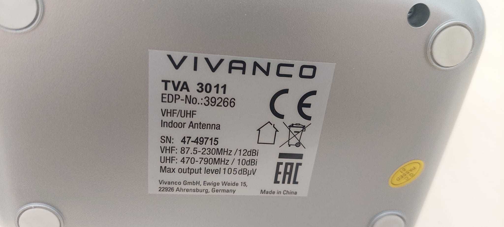 Mocna Antena pokojowa Vivanco TVA 3011 ze wzmacniaczem