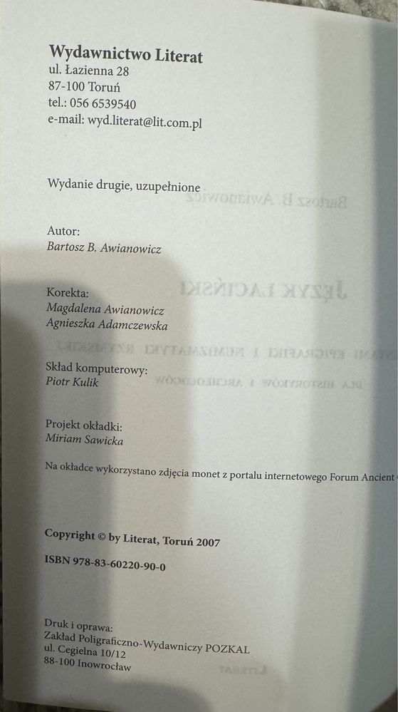 Język łaciński , epigrafiki i numizmatyki rzymskiej Awianowicz