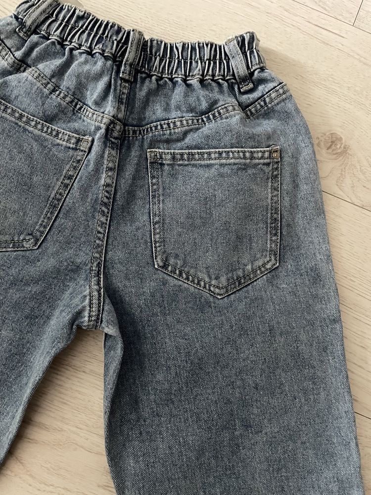 Bawełniane dwukolorowe spodnie jeansy jogger wysoki stan Sinsay xxs