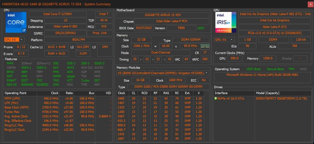Ноутбук Gigabyte AORUS 15 XE4