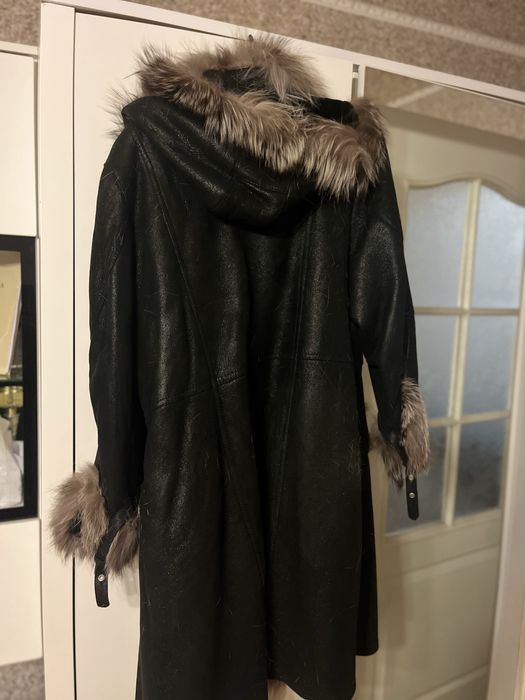 Kożuch naturalny ze srebrnym lisem