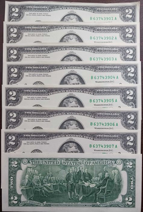 8 x 2 $ T. Jefferson men New Jork 2017 r seria "A"-po kolei mennicze