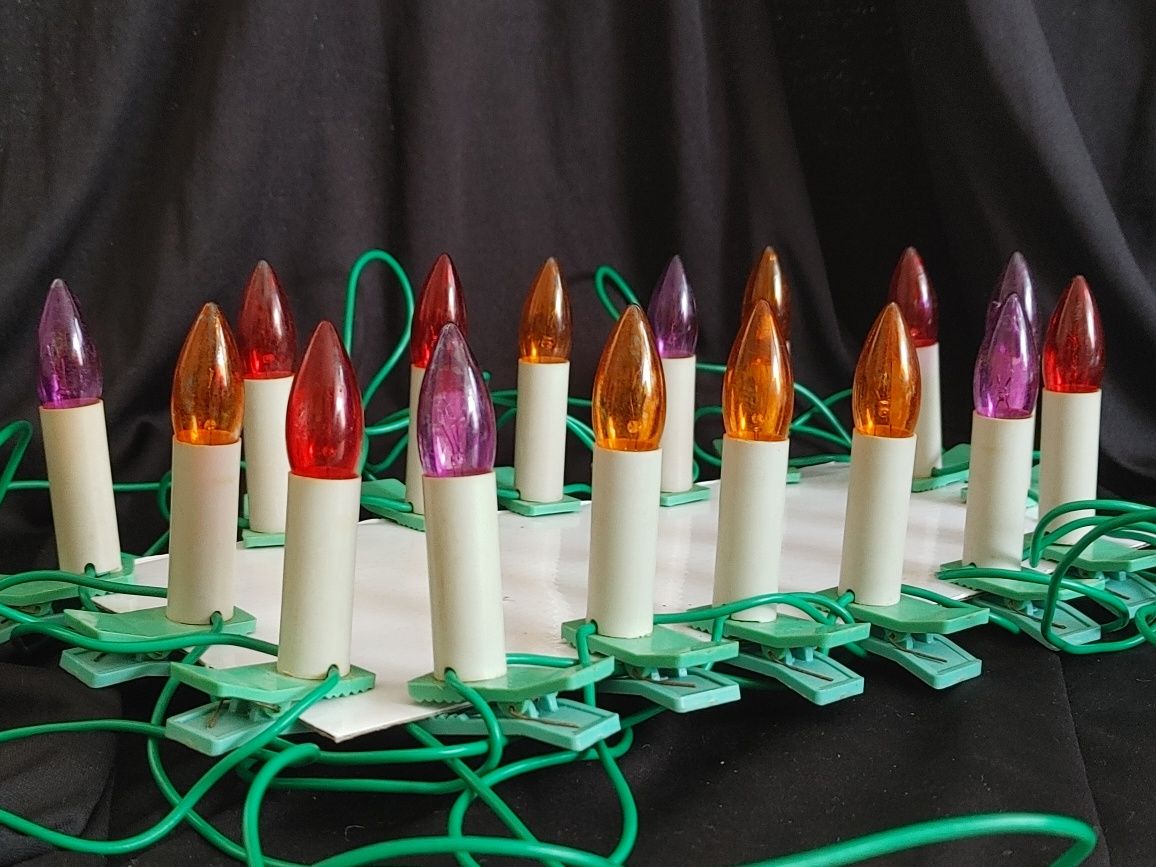 Lampki choinkowe PRL światełka na choinkę retro świece vintage