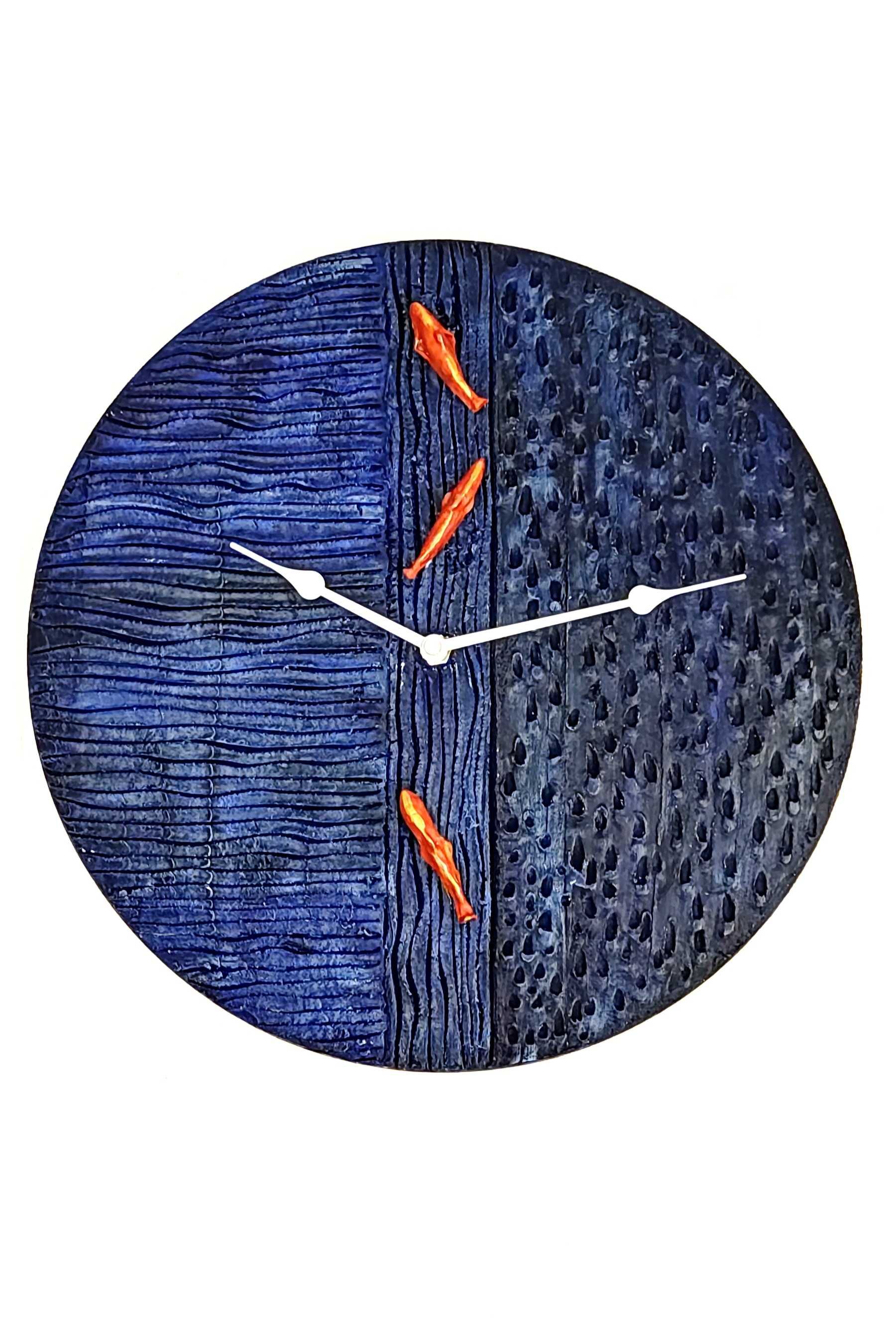 Zegar ścienny, ozdobny 30 cm drewniany, ceramiczny "Fale"