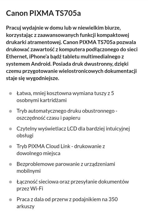Drukarka Canon PIXMA TS705a Czarny