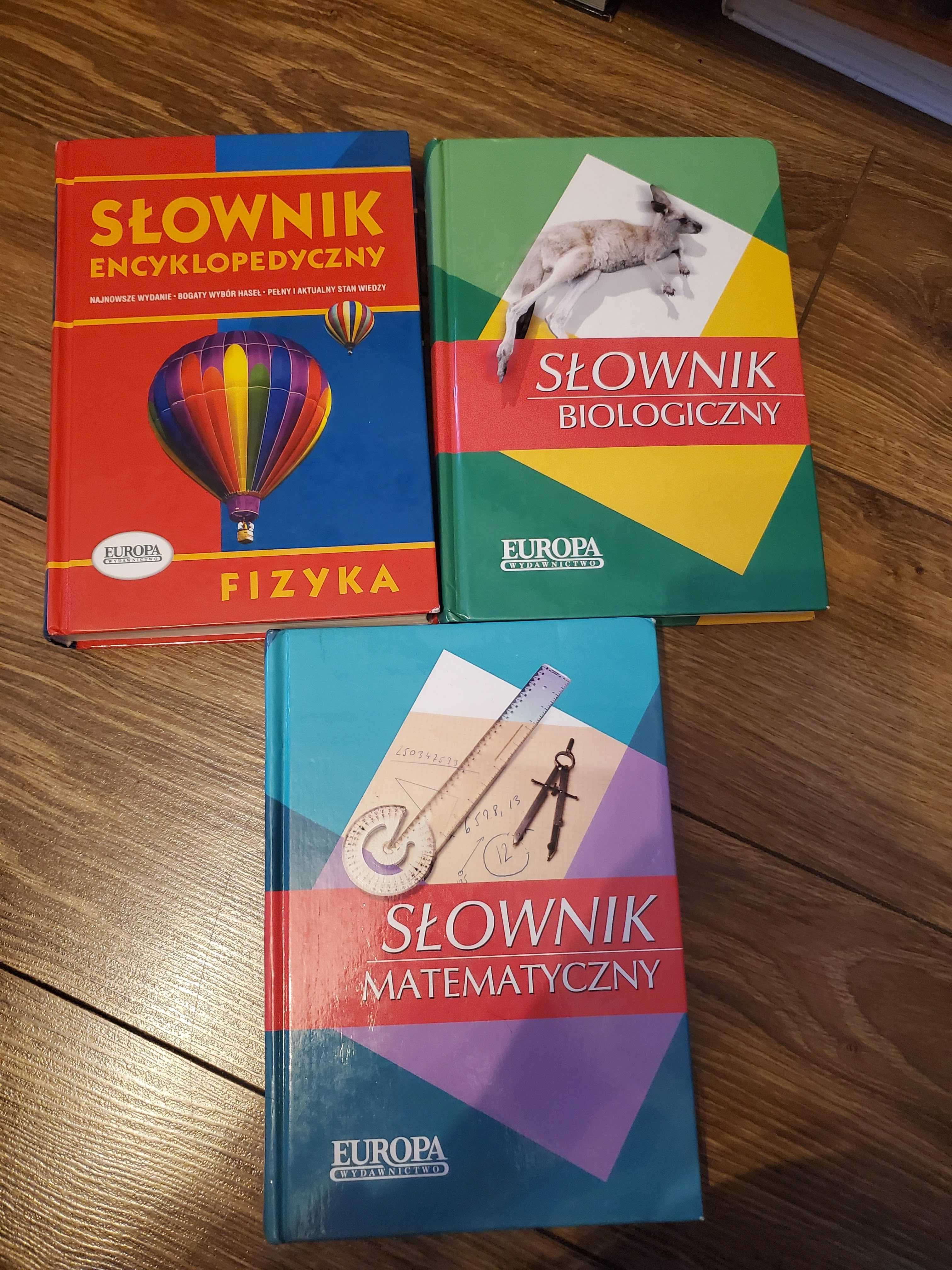 3 słowniki pomoce szkolne matematyczny biologiczny i fizyczny