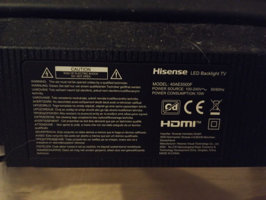 Tv Hisense 40 cali