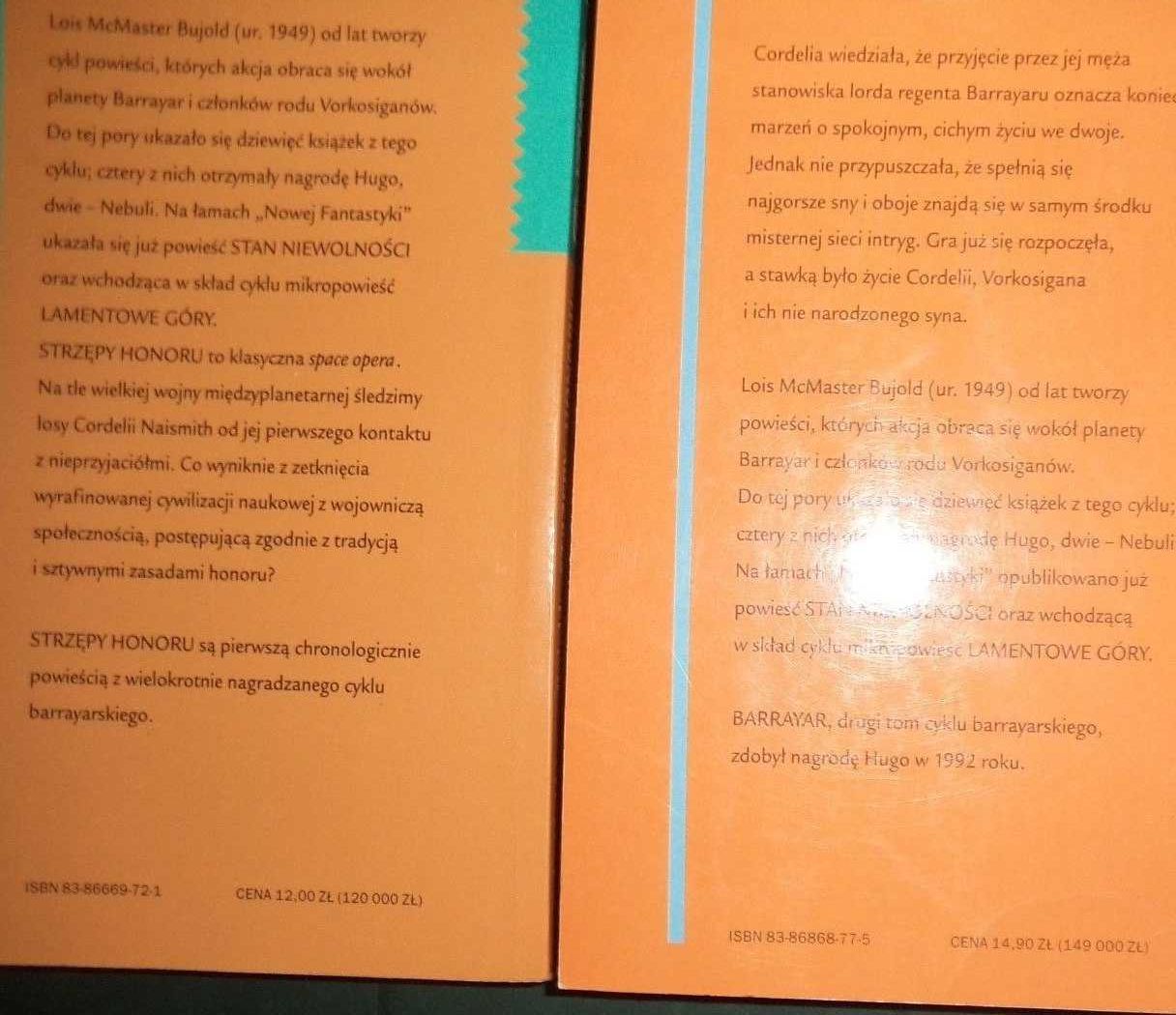 Barrayar 1 i 2, Lois McMaster Bujold, fantastyka, Strzępy honoru