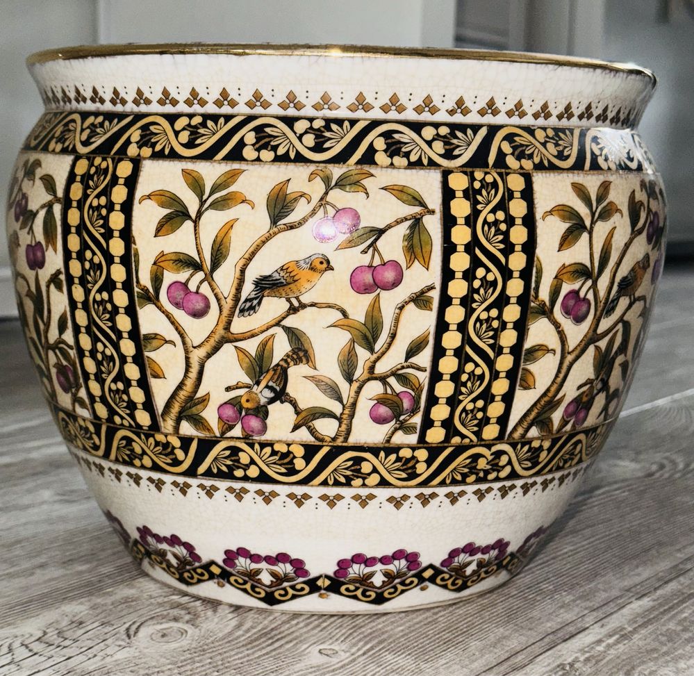 Donica ręcznie malowana chińska porcelana waza duża 26x21cm