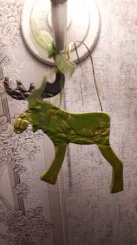 Renifer porcelana glinka raku zielony ozdoba