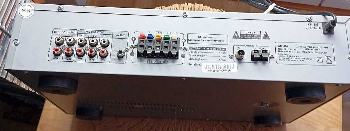 Amplituner AKIRA BK-133 moc 200W Surround do 5 głośników