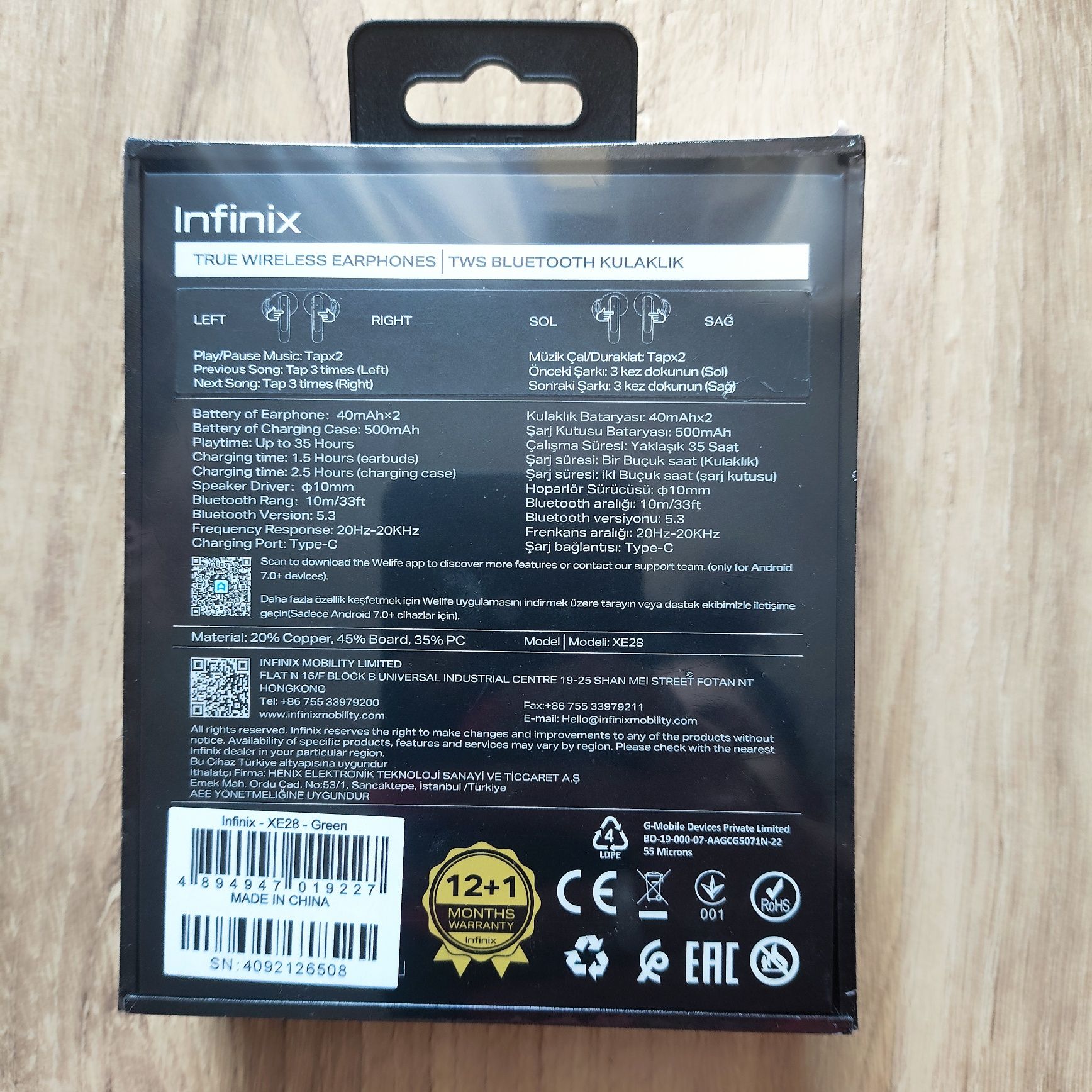 Słuchawki bezprzewodowe Infinix XBuds NC (XE28) Green
Infinix XBuds NC