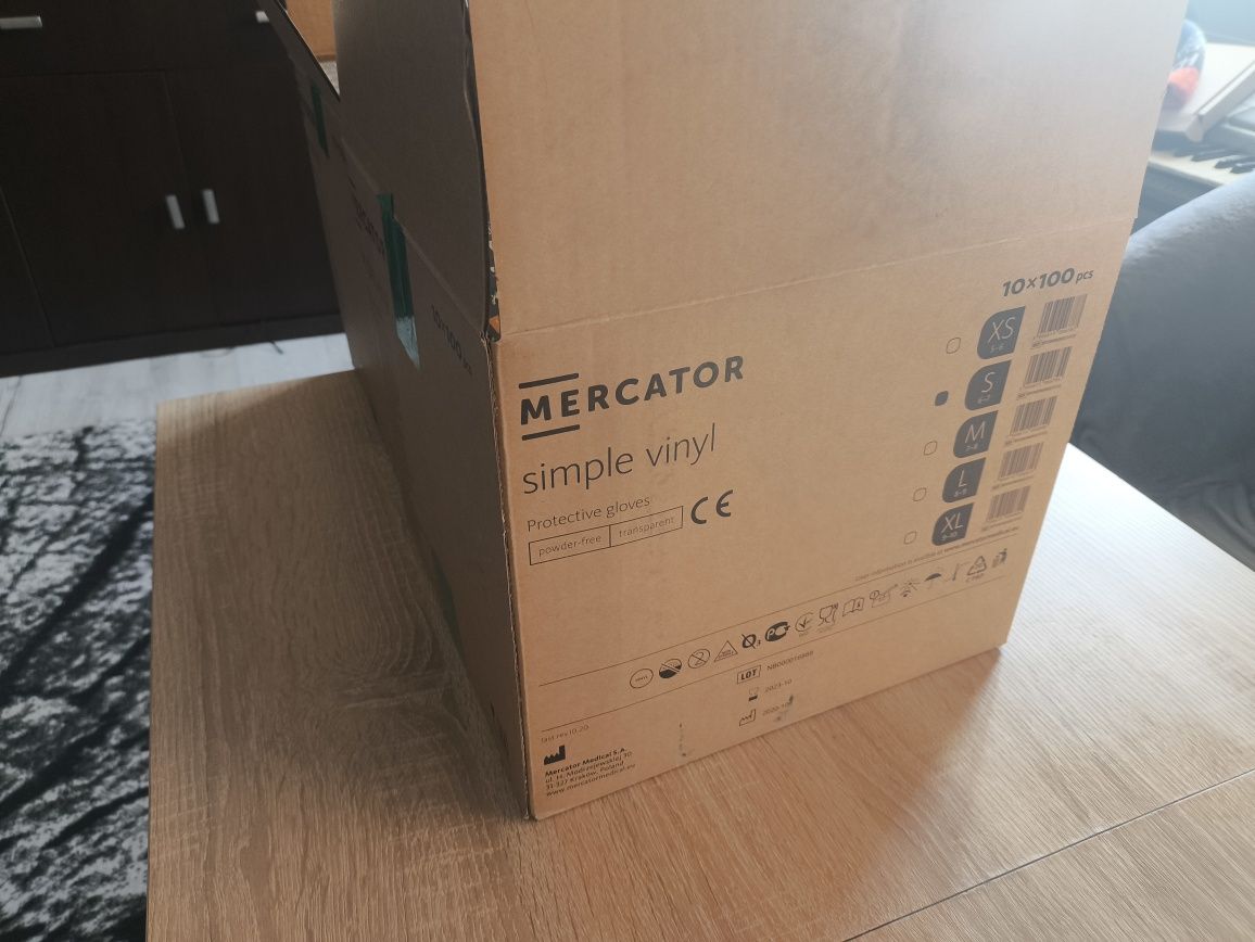 Rękawice winylowe Mercator simple vinyl - rozm. S / 18 opakowań
