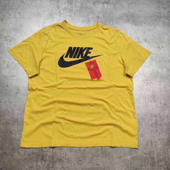MĘSKA Koszulka Bawełna Duże Logo Nike Grafika Żółta Sportswear Active