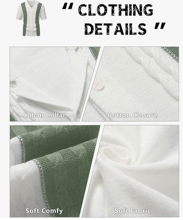 Koszula męska z krótkim rękawem, biało zielona, rozmiar S, HYPESTFIT