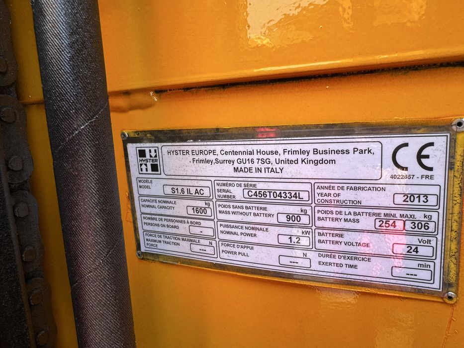 Paleciak elektryczny Hyster 450 cm 1600 kg 2013 r wózek Yale Hyster