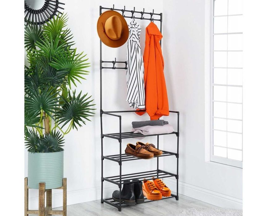 Wieszak NA UBRANIA ODZIEŻ półka regał na buty obuwie metal garderoba