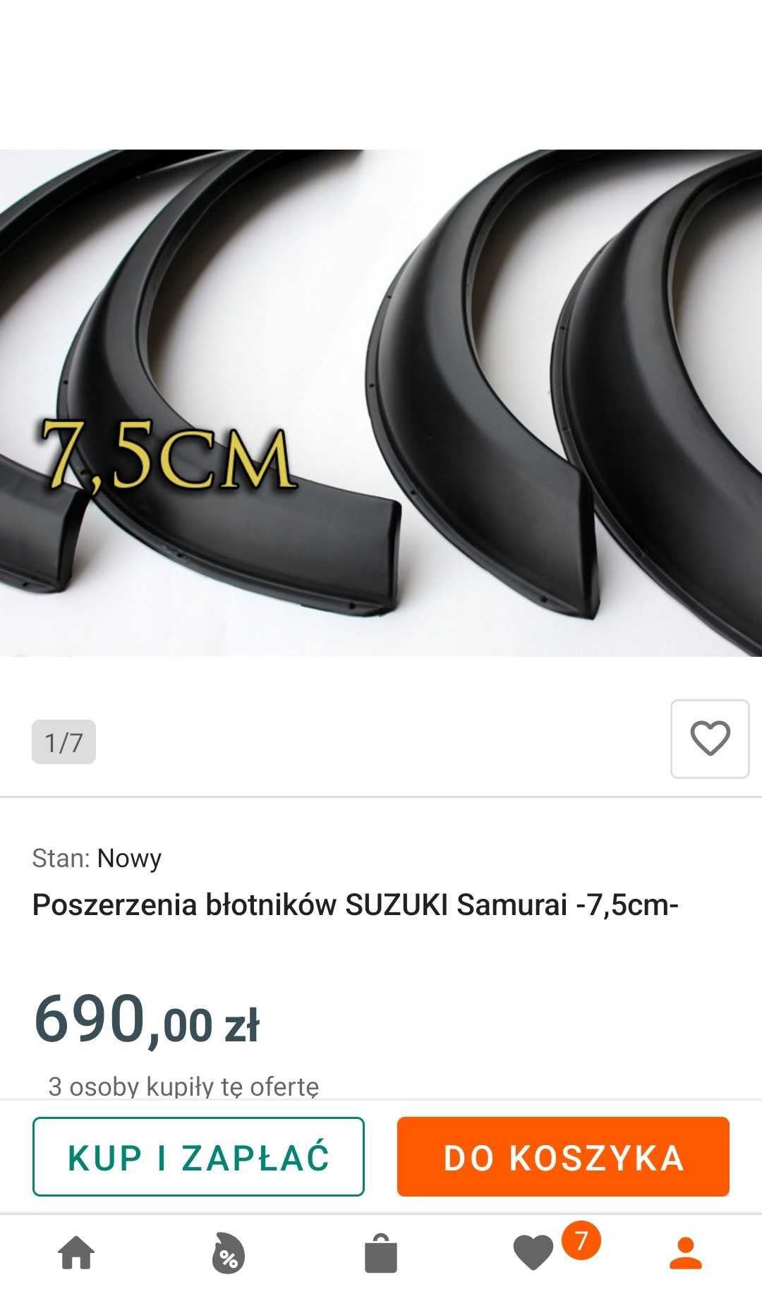 Poszerzenia błotników off road SUZUKI Samurai 7,5cm