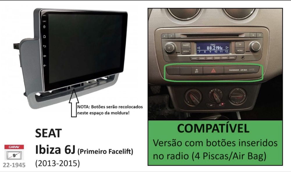 Radio 2din andoid 9” com moldura!!! Novo!!!