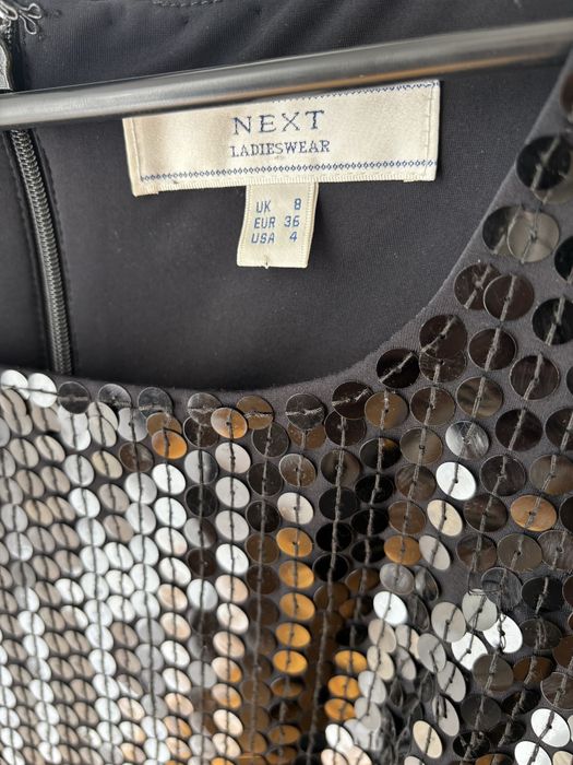 Czarna cekinowa sukienka sylwester impreza karnawał S 36