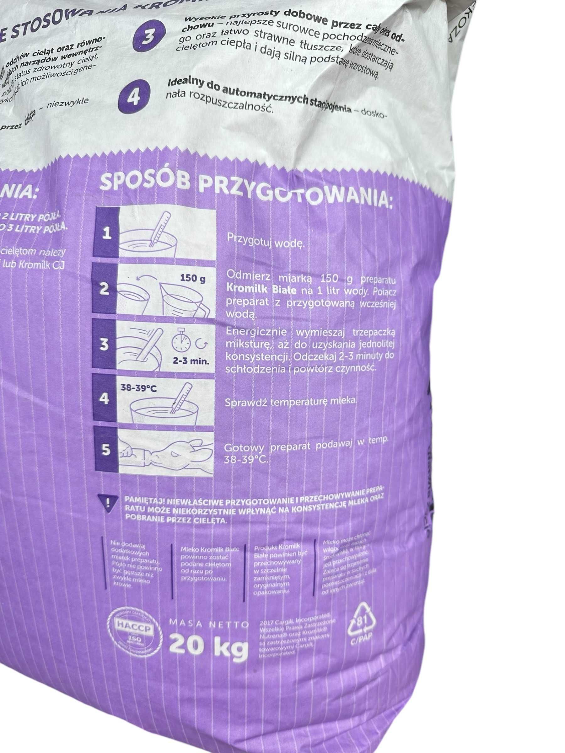 Kromilk mleko dla cieląt białe Nutrena 20kg