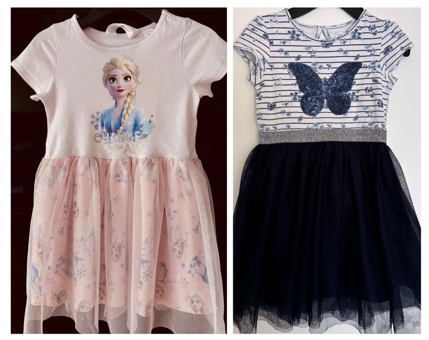 Elza, Elsa, Frozen, Kraina Lodu. Motylek  zestaw sukienek 110 116 HM